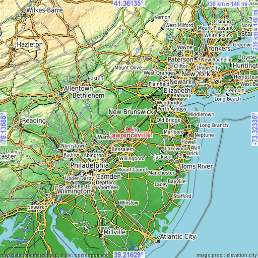 Topographic map of Lawrenceville