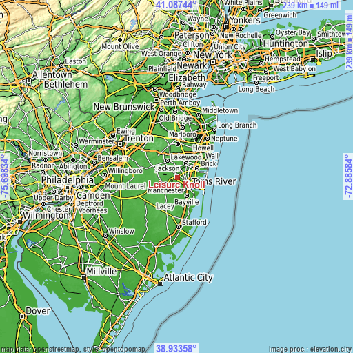 Topographic map of Leisure Knoll