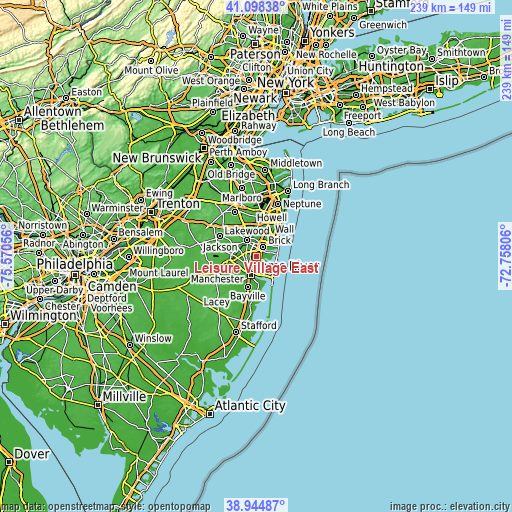 Topographic map of Leisure Village East