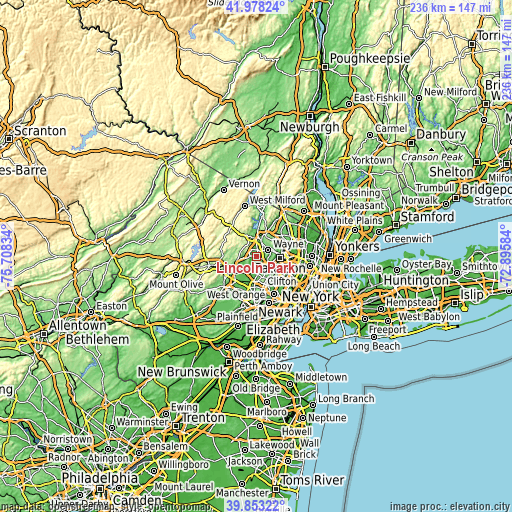 Topographic map of Lincoln Park