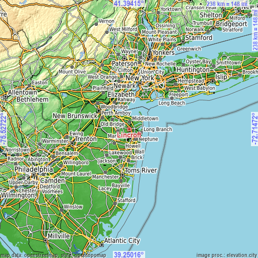 Topographic map of Lincroft