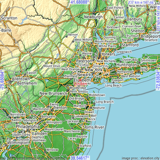 Topographic map of Linden