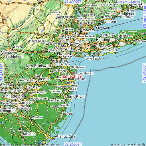 Topographic map of Little Silver