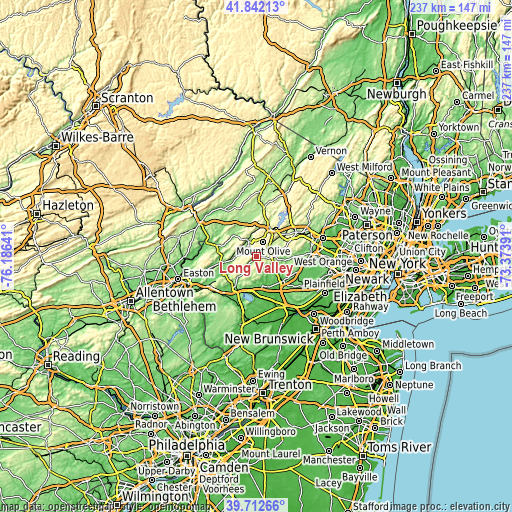 Topographic map of Long Valley