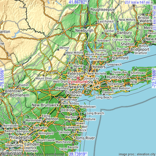 Topographic map of Lyndhurst