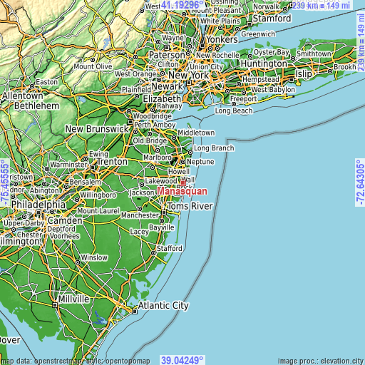 Topographic map of Manasquan