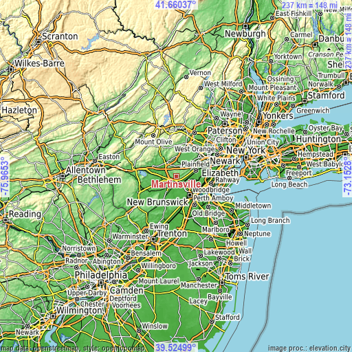 Topographic map of Martinsville