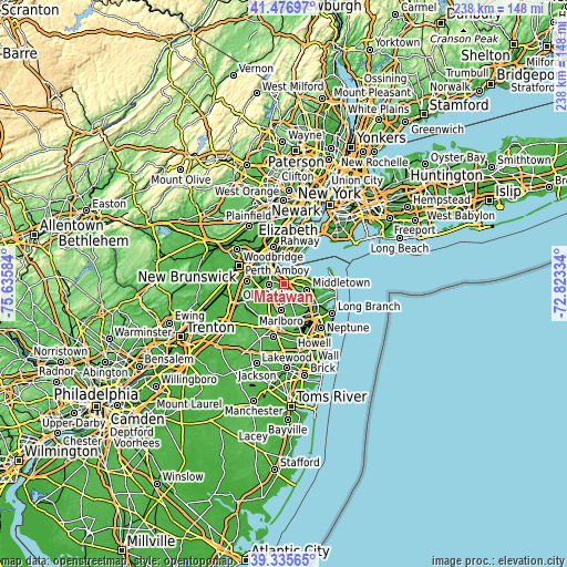 Topographic map of Matawan