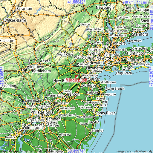 Topographic map of Middlebush