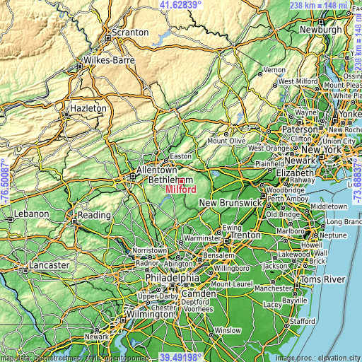 Topographic map of Milford