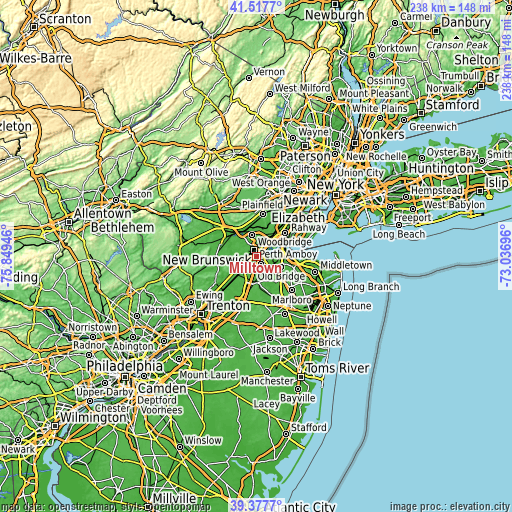 Topographic map of Milltown