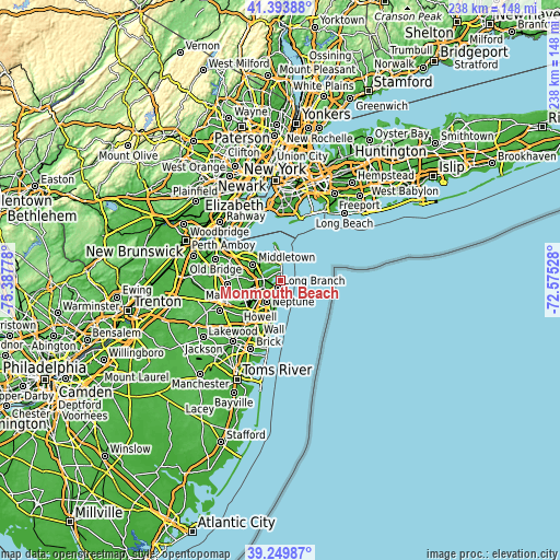 Topographic map of Monmouth Beach