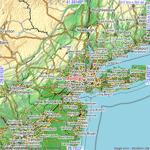 Topographic map of Montclair