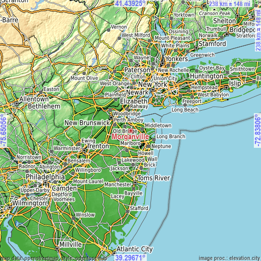 Topographic map of Morganville