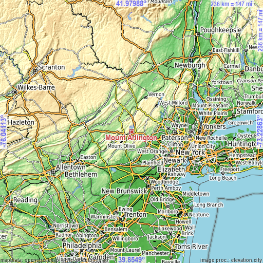 Topographic map of Mount Arlington