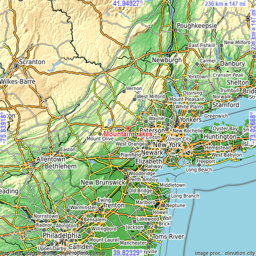 Topographic map of Mountain Lakes