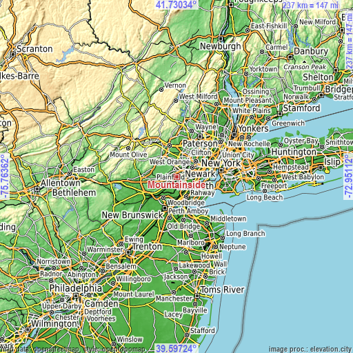 Topographic map of Mountainside