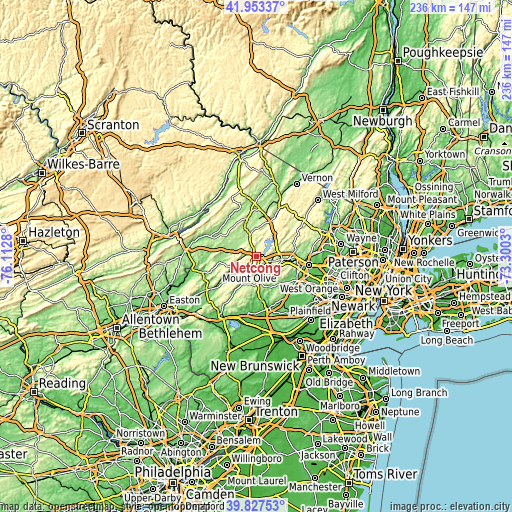 Topographic map of Netcong