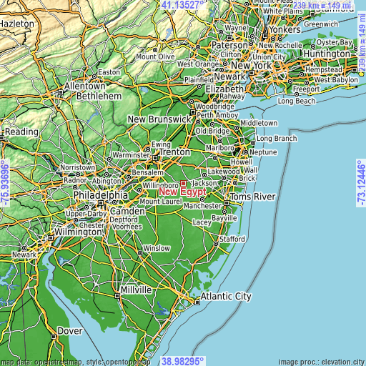 Topographic map of New Egypt