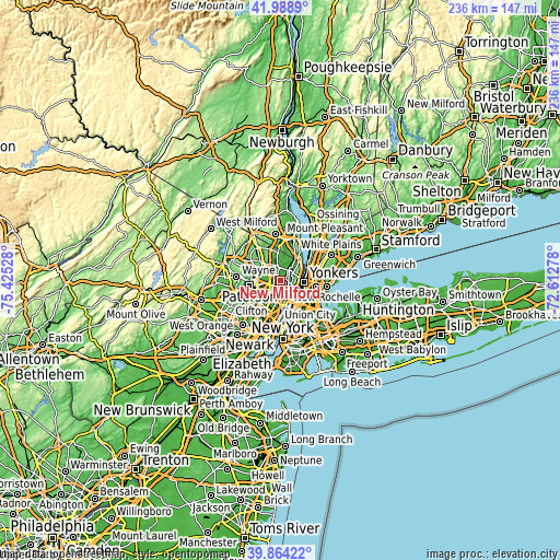 Topographic map of New Milford