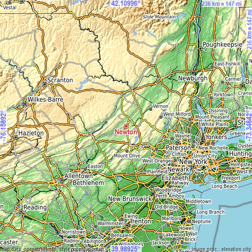 Topographic map of Newton