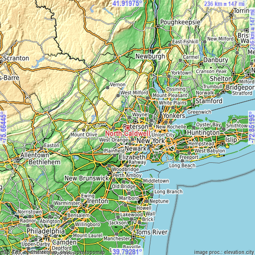 Topographic map of North Caldwell