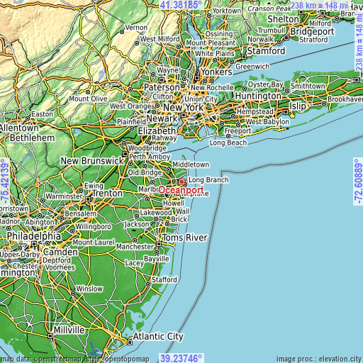 Topographic map of Oceanport