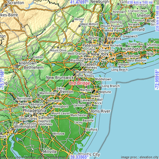 Topographic map of Old Bridge