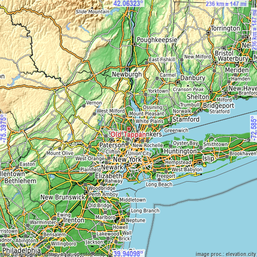 Topographic map of Old Tappan