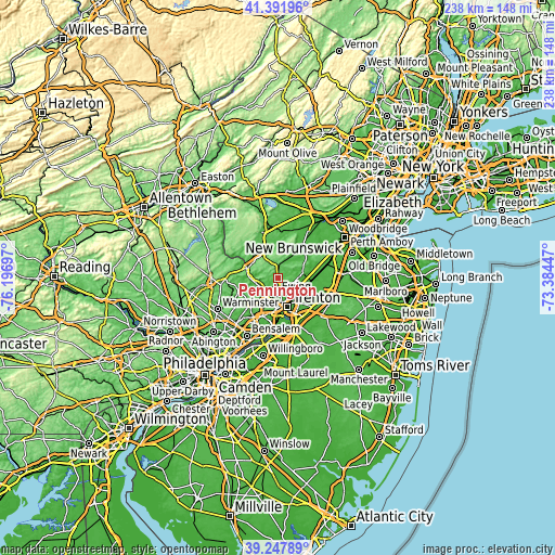 Topographic map of Pennington