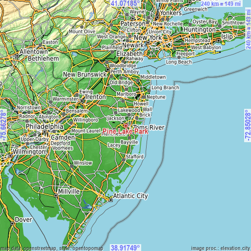 Topographic map of Pine Lake Park