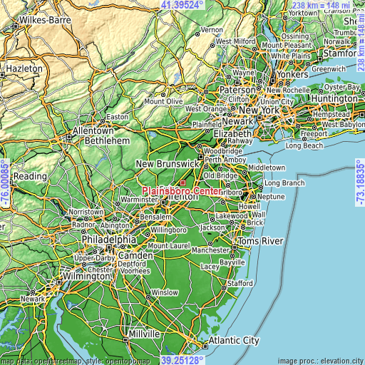 Topographic map of Plainsboro Center