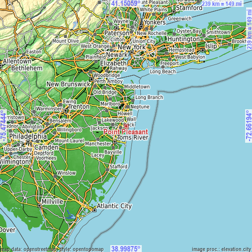 Topographic map of Point Pleasant