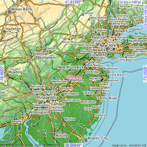 Topographic map of Princeton