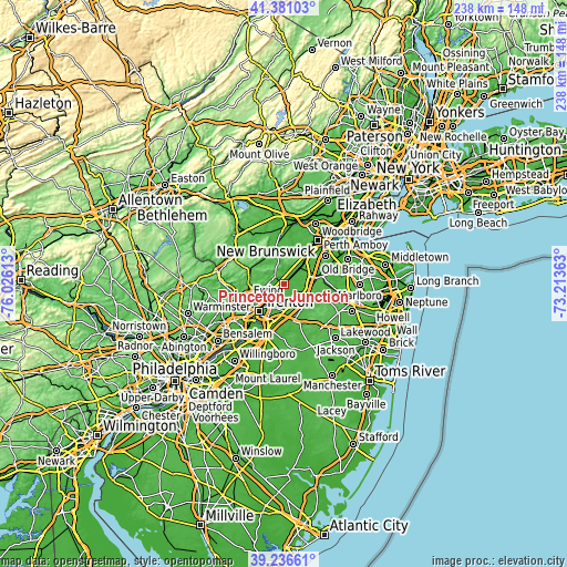 Topographic map of Princeton Junction