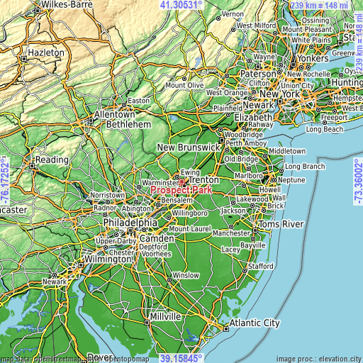 Topographic map of Prospect Park