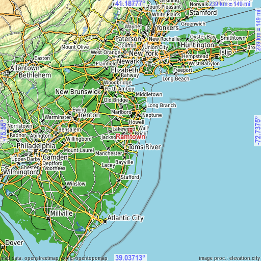 Topographic map of Ramtown