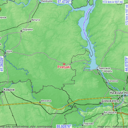 Topographic map of Pestyaki