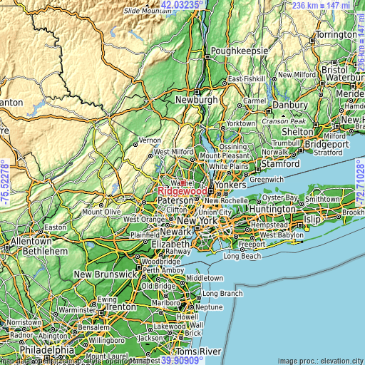 Topographic map of Ridgewood