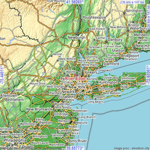 Topographic map of River Edge