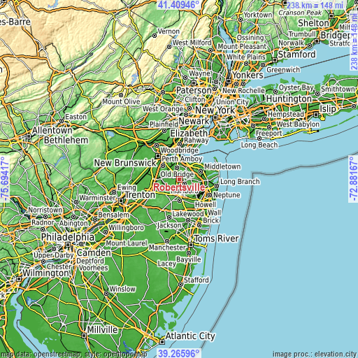 Topographic map of Robertsville