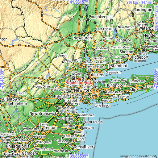 Topographic map of Rochelle Park