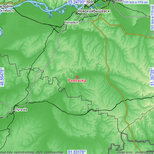 Topographic map of Pestravka