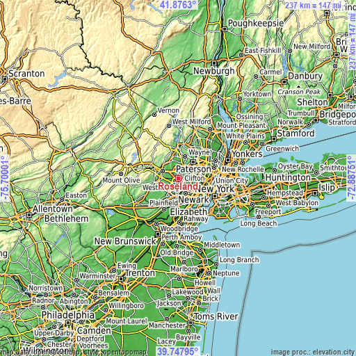 Topographic map of Roseland