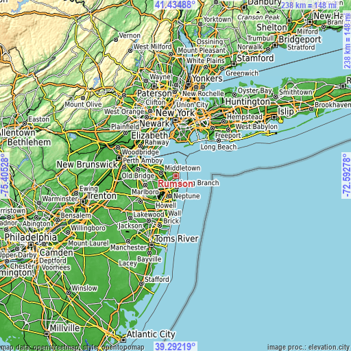 Topographic map of Rumson