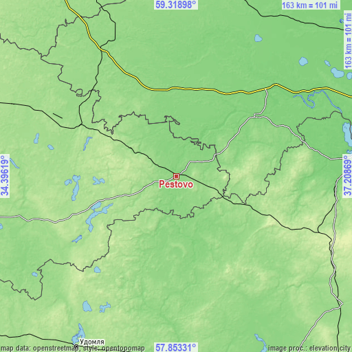 Topographic map of Pestovo