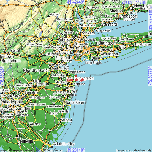 Topographic map of Sea Bright