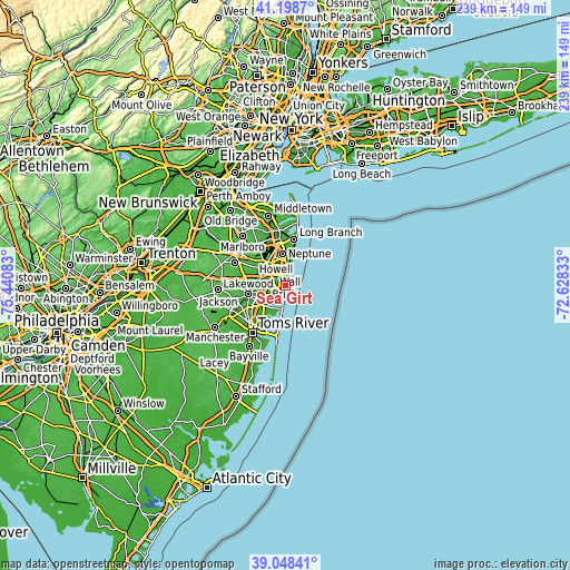 Topographic map of Sea Girt