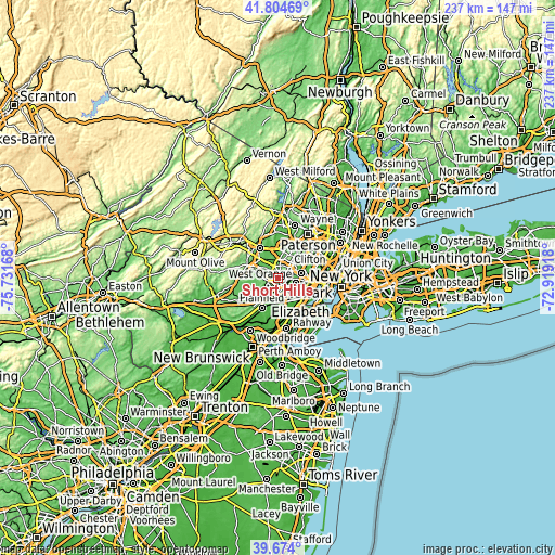 Topographic map of Short Hills