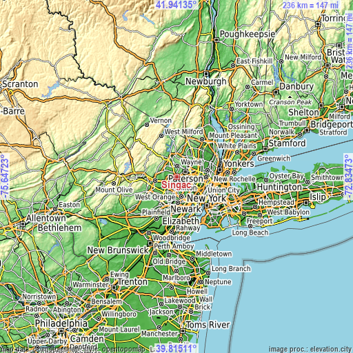 Topographic map of Singac